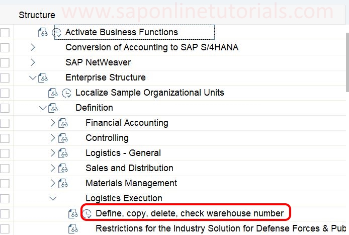 define copy delete check warehouse number menu path