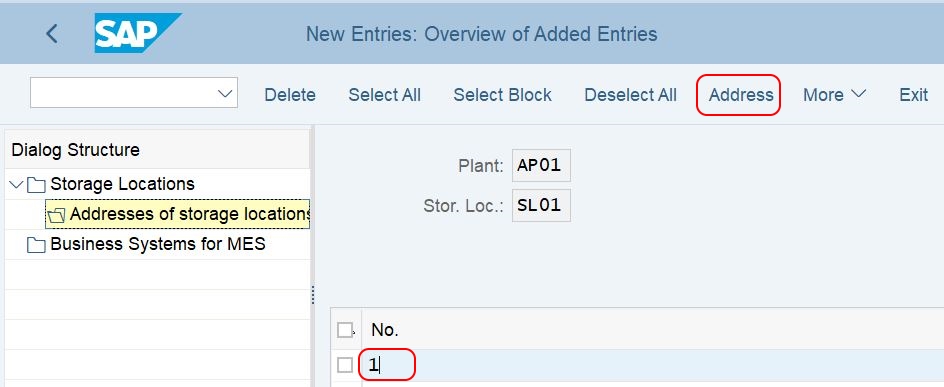 storage location no in SAP HANA