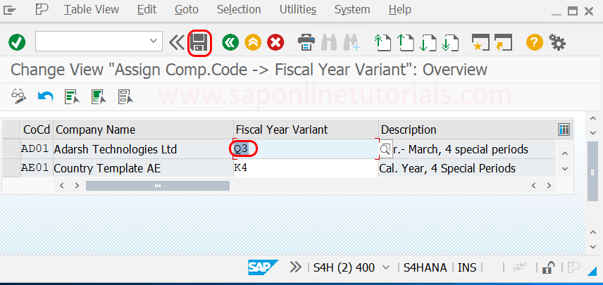 Assign Company Code to Fiscal Year Variant in SAP S4Hana