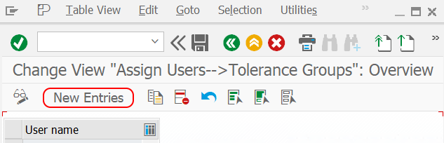 Assign users to tolerance groups new entries in SAP Hana