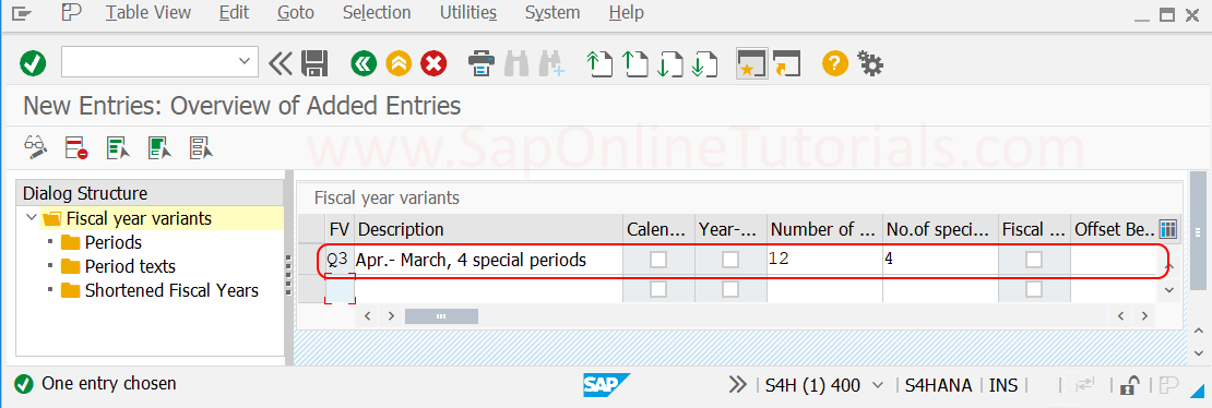 Create fiscal year variant key in SAP S4Hana