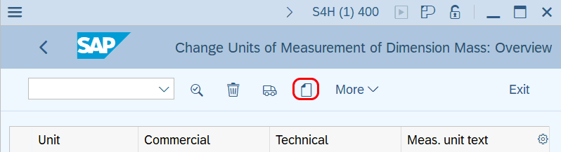 Crear unidad de medida en SAP Hana