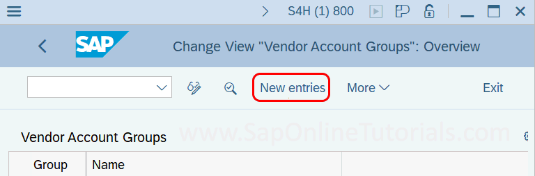 Create vendor account groups in SAP Hana