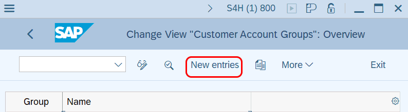 Cuenta de cliente agrupa nuevas entradas en SAP S4 Hana
