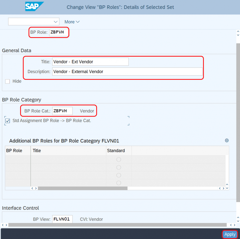 sap bp role assignment table