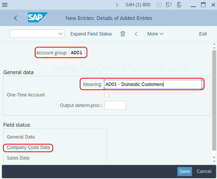 Definir grupo de cuentas de clientes en SAP hana