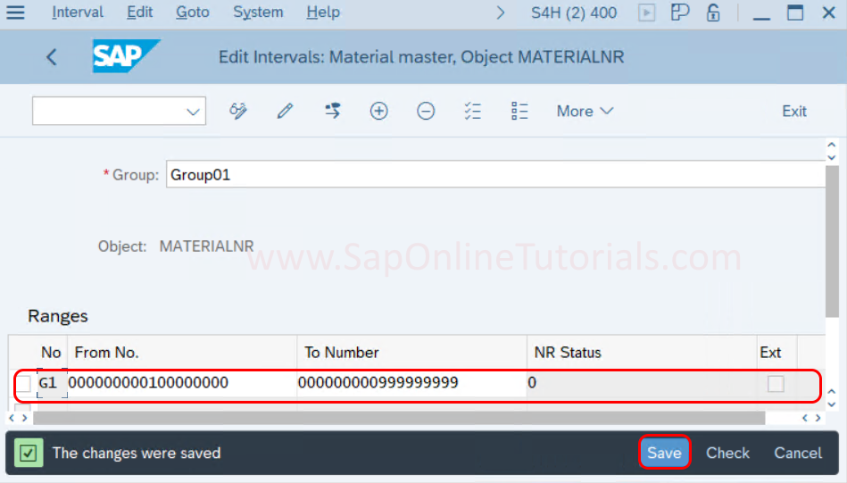 Define Number Range for Material Types in SAP S4 Hana