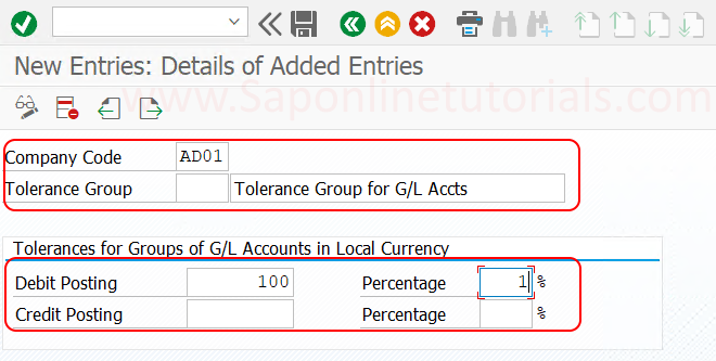 Define Tolerance Groups for GL Accounts in SAP S4 Hana