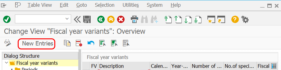 Fiscal year variant new entries in SAP S4 Hana