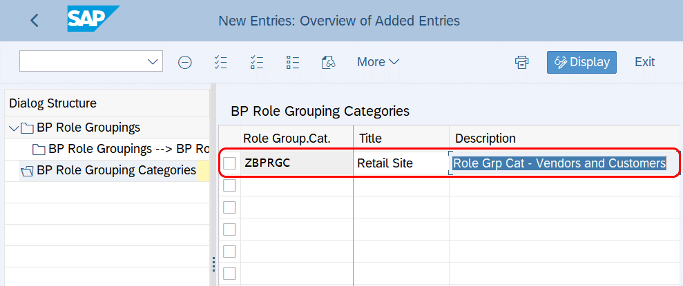 business partners role grouping categories in SAP Hana