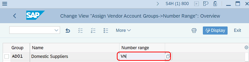Asignar rangos de números a grupos de cuentas de proveedores en SAP S4 Hana