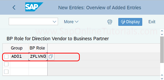 Define BP Role for Direction Vendor to BP in SAP Hana