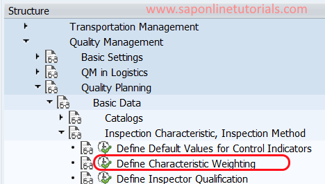 Definir la ponderación de características en SAP QM