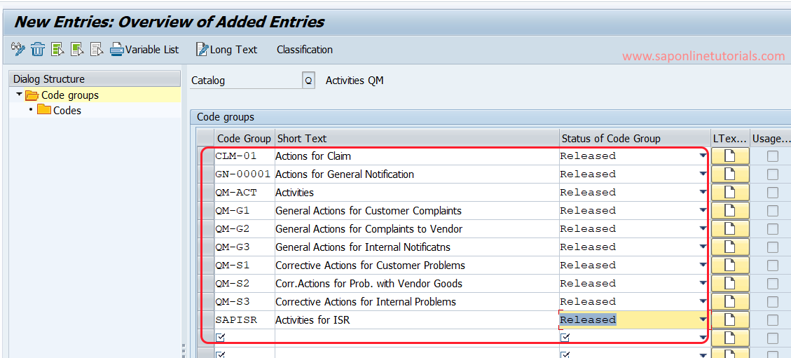 define-code-groups-and-codes-in-sap-qm-sap-hana-qm-sap-tutorial