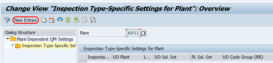 Inspection Type specific settings for plant overview SAP QM Hana