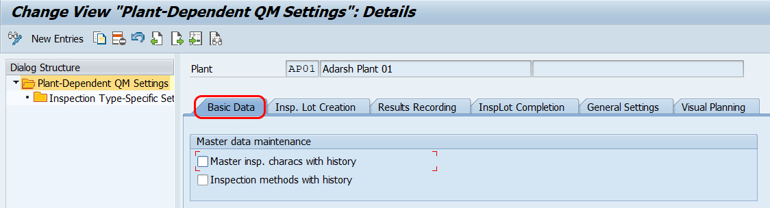 QM Settings - Basic Data