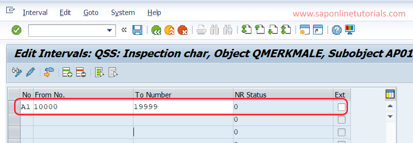 define a number ranges for Inspection characteristics in SAP QM