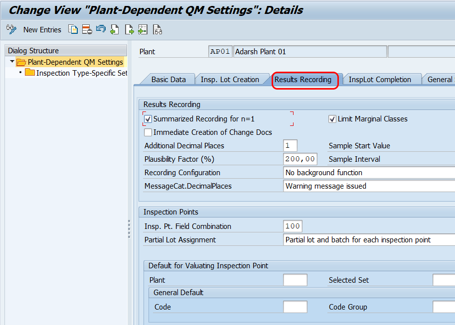 results recording - SAP QM