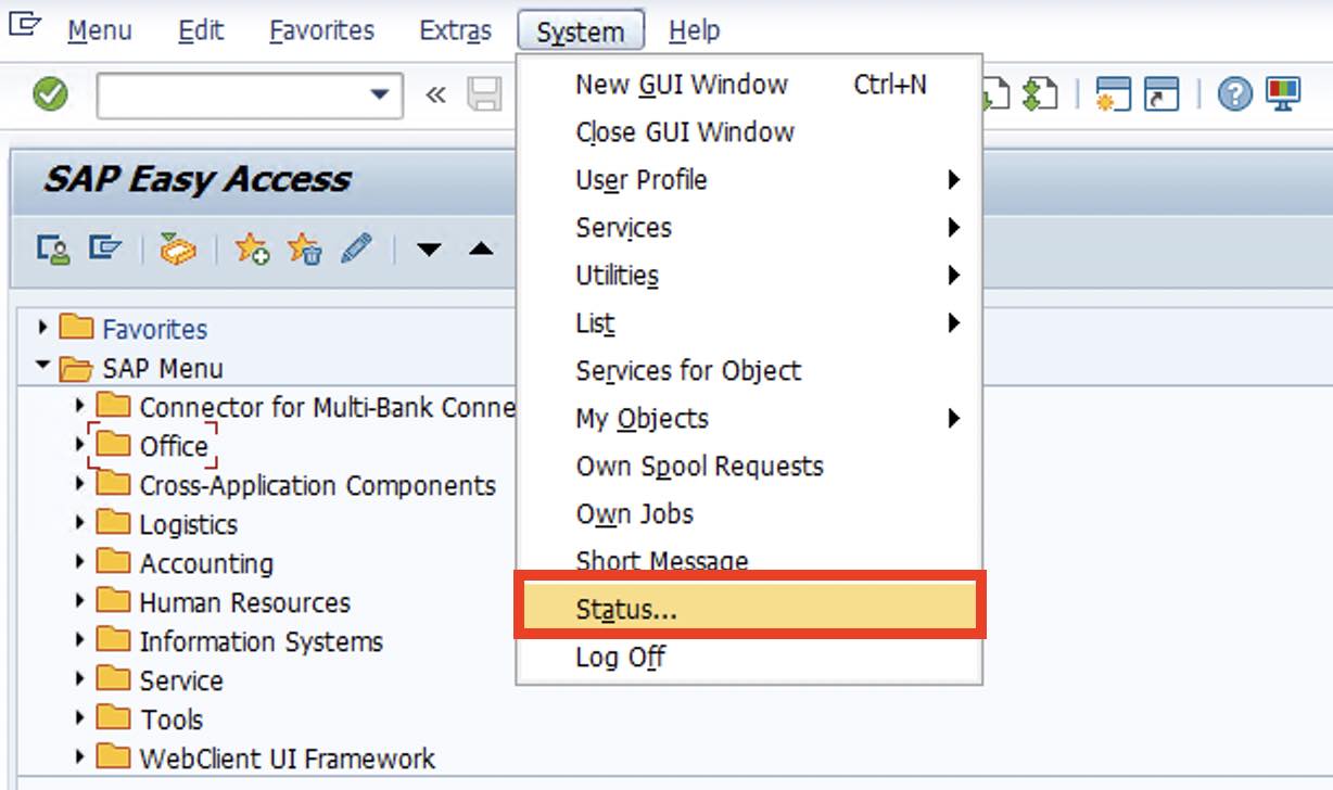 SAP System Status on S4HANA