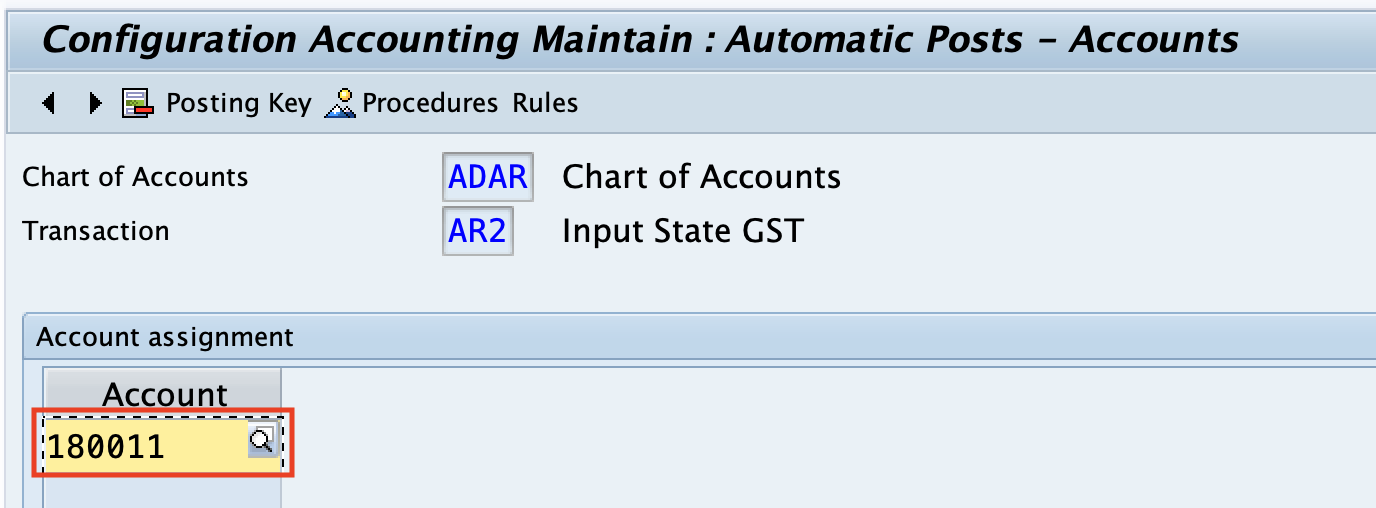 AR2 - Input State GST - GL Assignment SAP