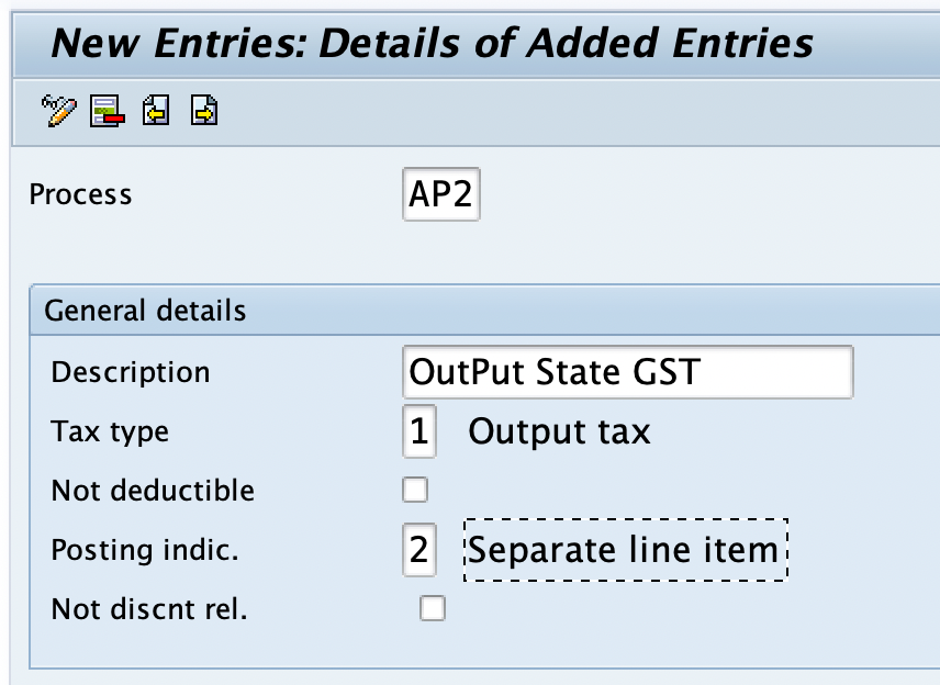 Account Key AP1 - OutPut State GST