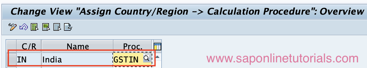 Assign country IN to GST procedure in SAP HANA