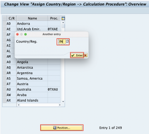 tax code assignment to country in sap