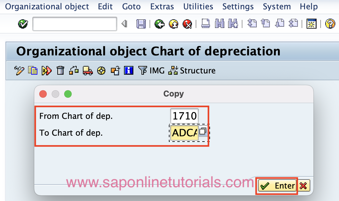 Copy chart of depreciation in SAP Hana