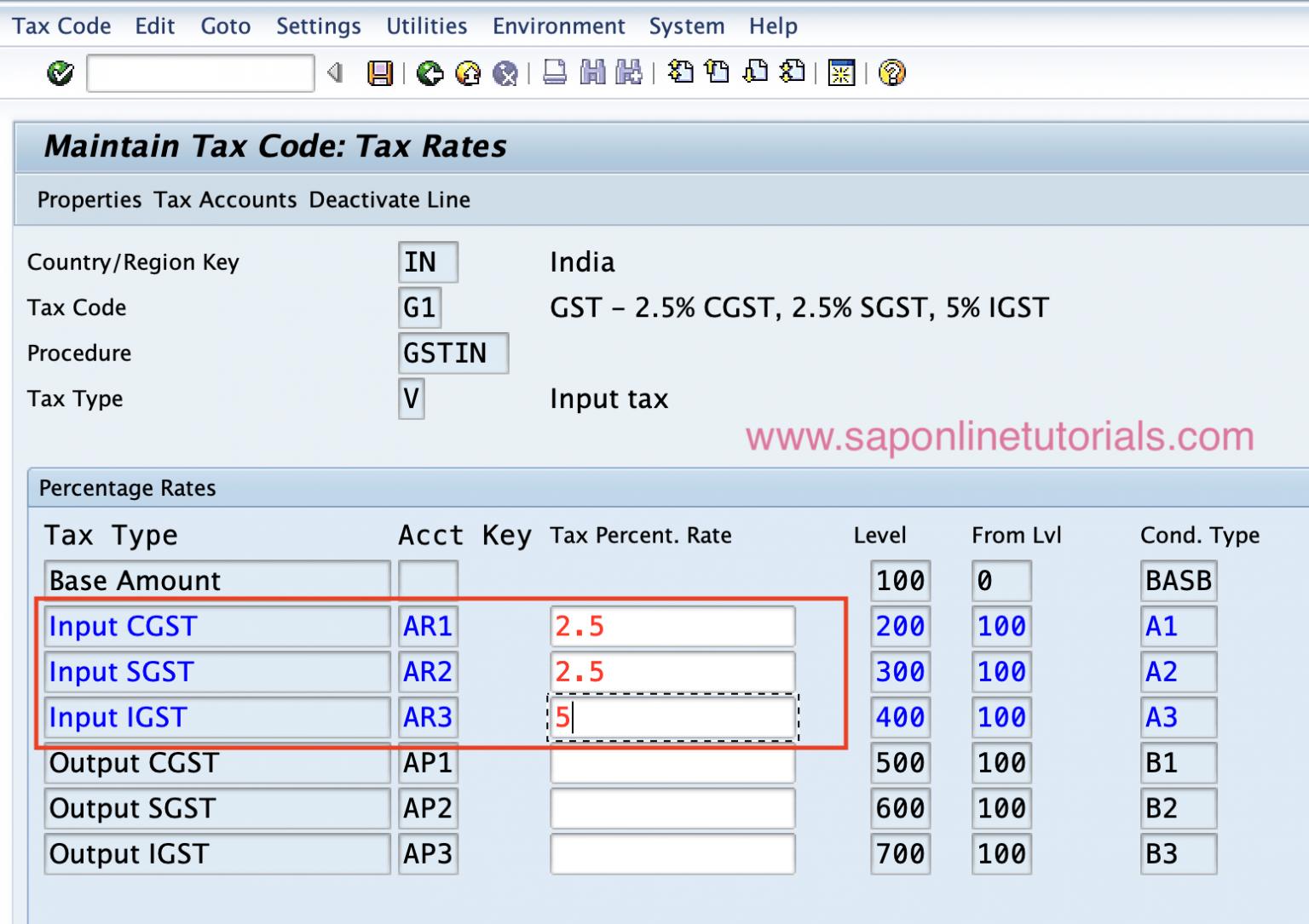 tax code assignment to company code in sap