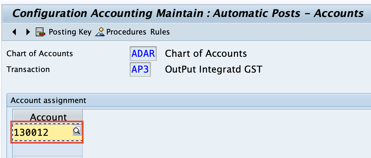 Integrated GST - G:L Assignment SAP